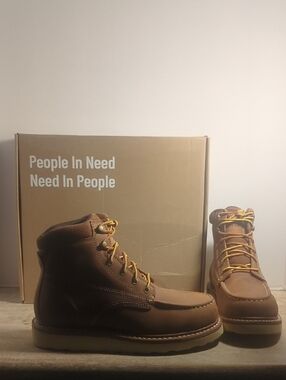 New Pinnip 6" Elephant Lightweight Moc Toe Brown Leather Work Boots US 10